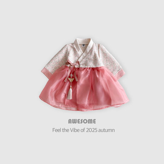 Pink floral hanbok