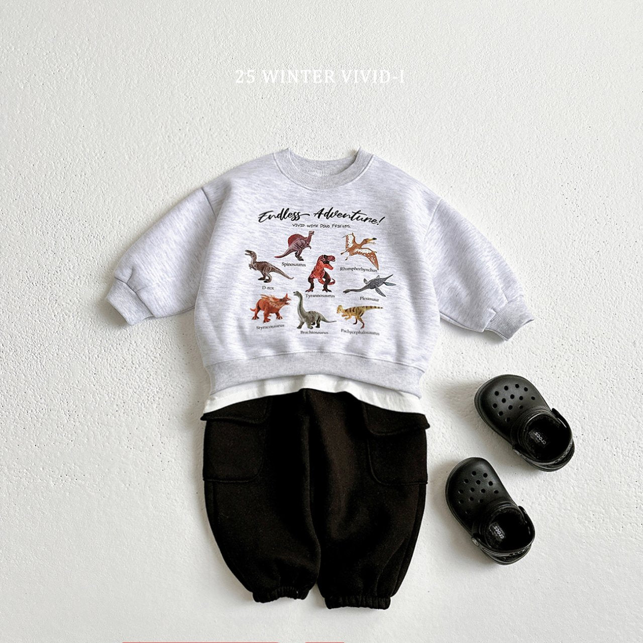 Fleece-lined mini dino sweatshirt