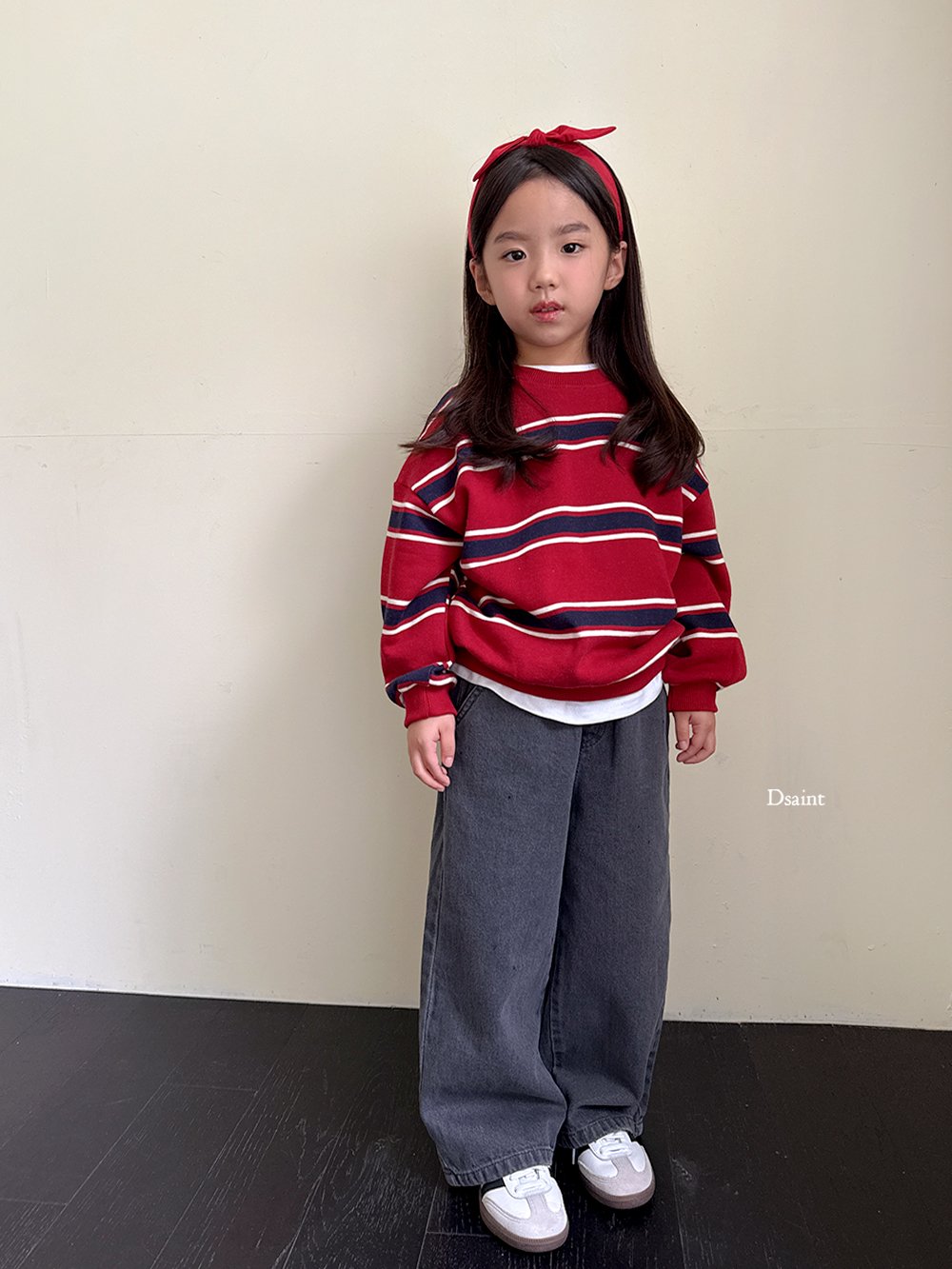 Ribbon striped sweatshirt