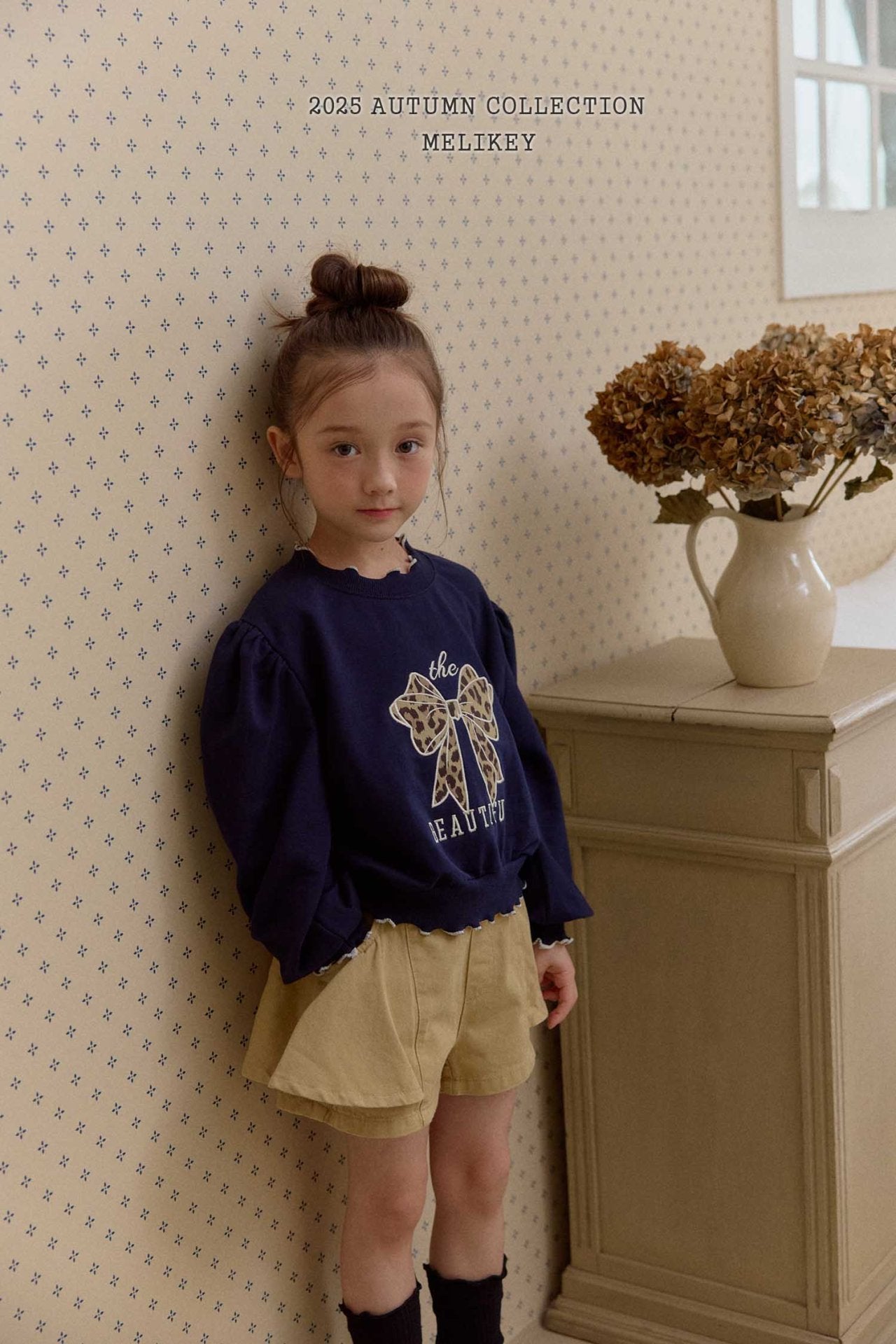 Leopard print ribbon sweatshirt