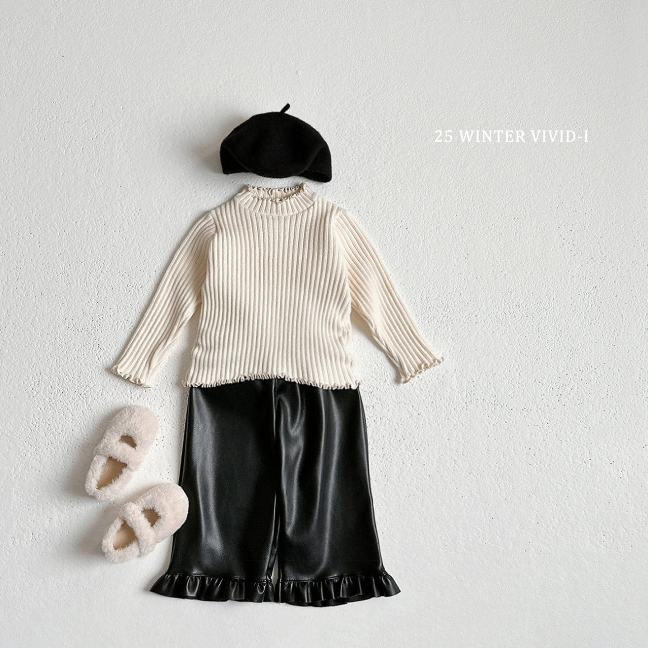 Leather frill pants