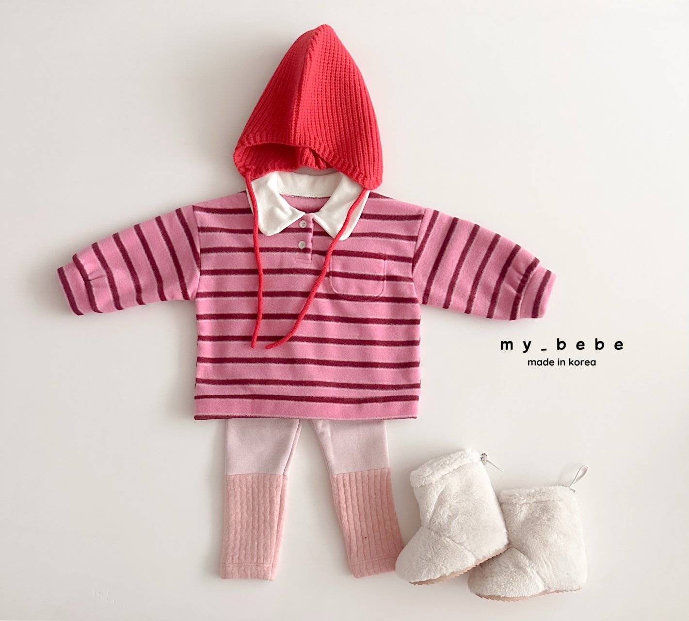 Striped collar fleece