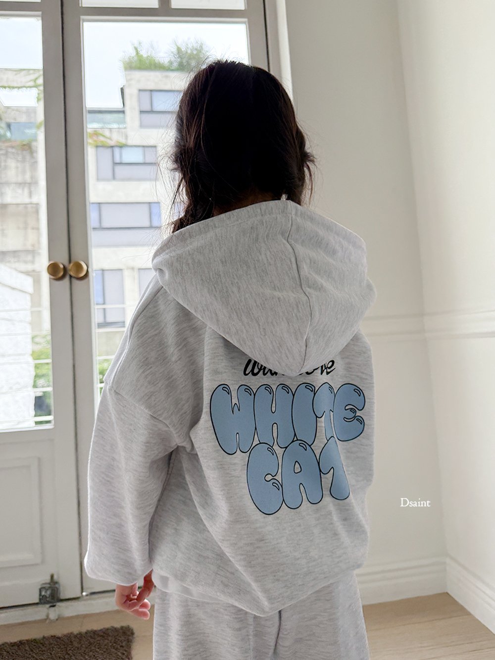 White cat hoodie set