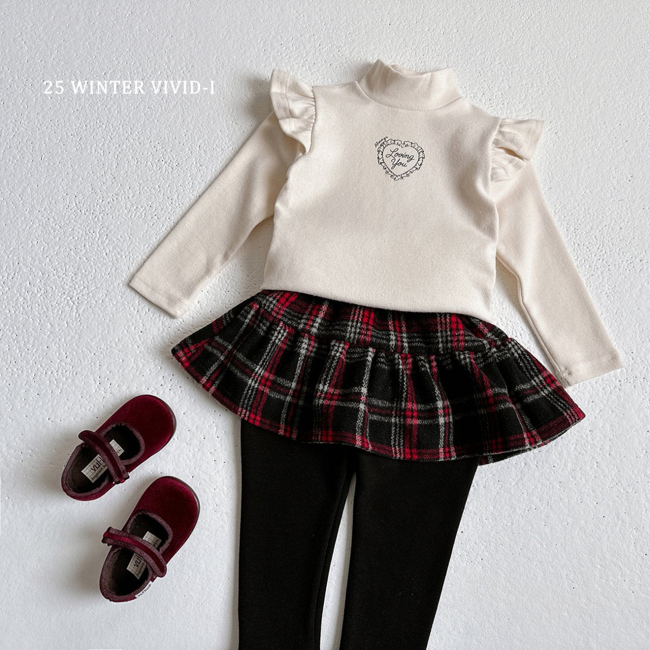 Checkered skirt leggings
