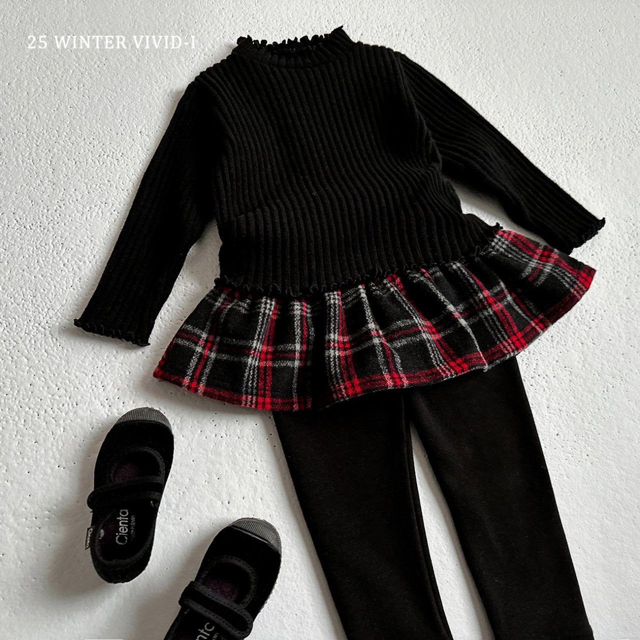 Checkered skirt leggings