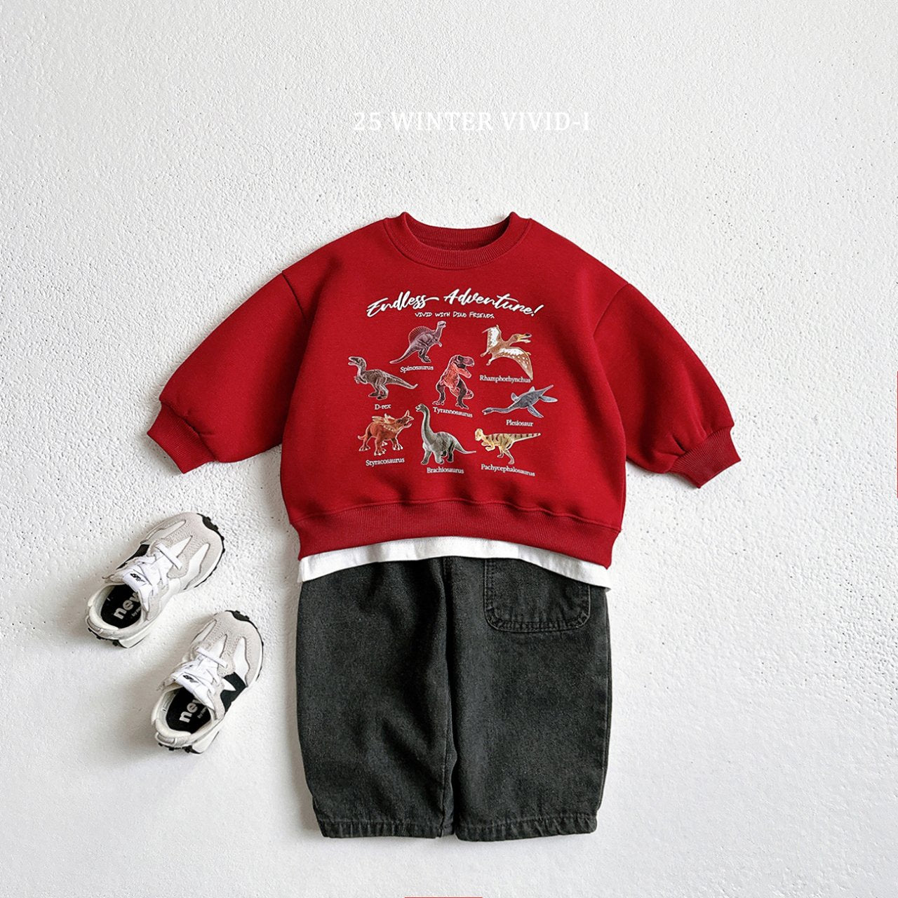 Fleece-lined mini dino sweatshirt