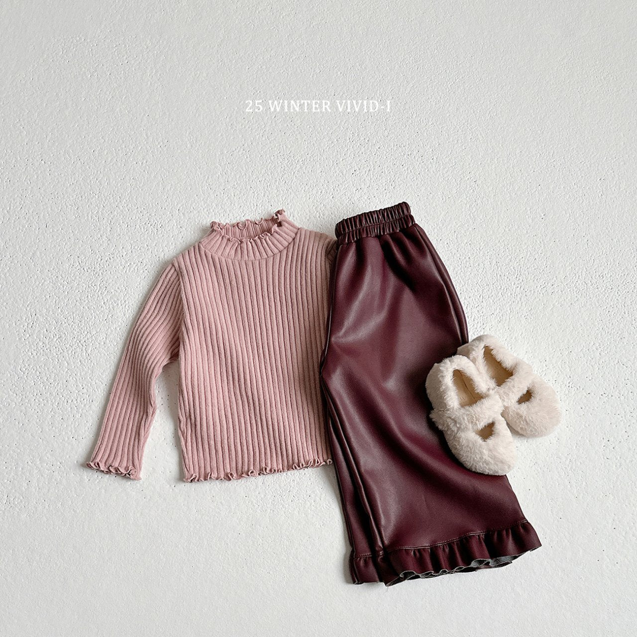 Leather frill pants