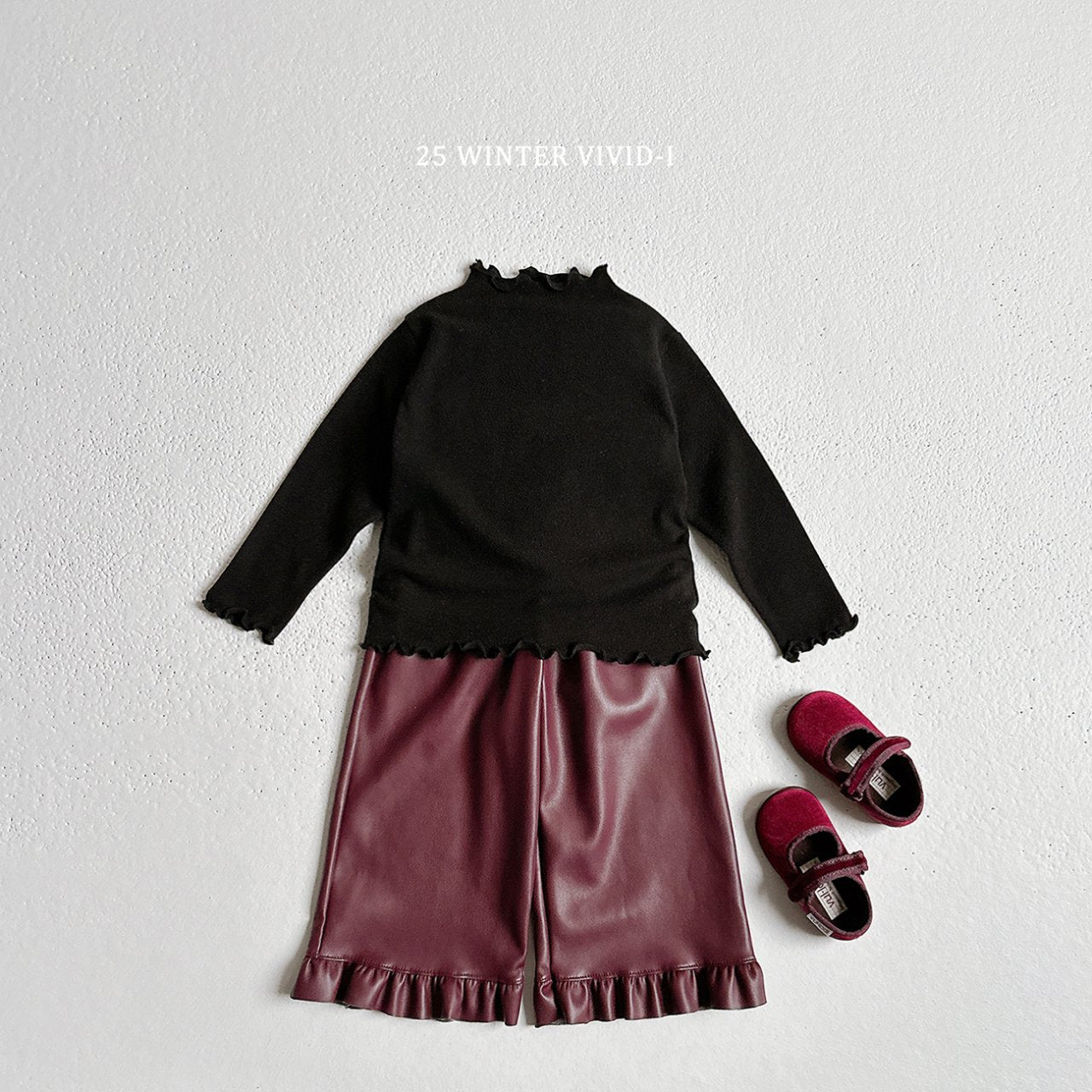 Leather frill pants