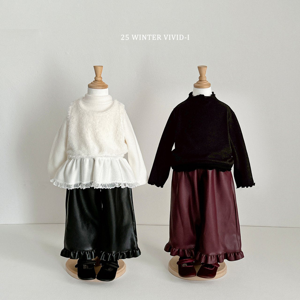 Leather frill pants