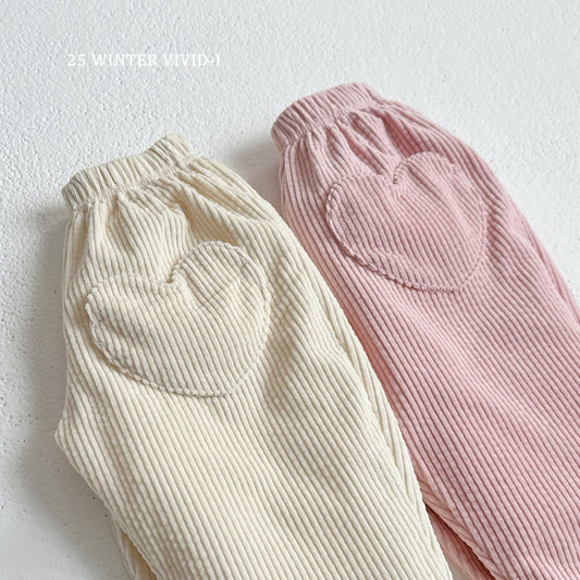 Heart pocket corduroy pants