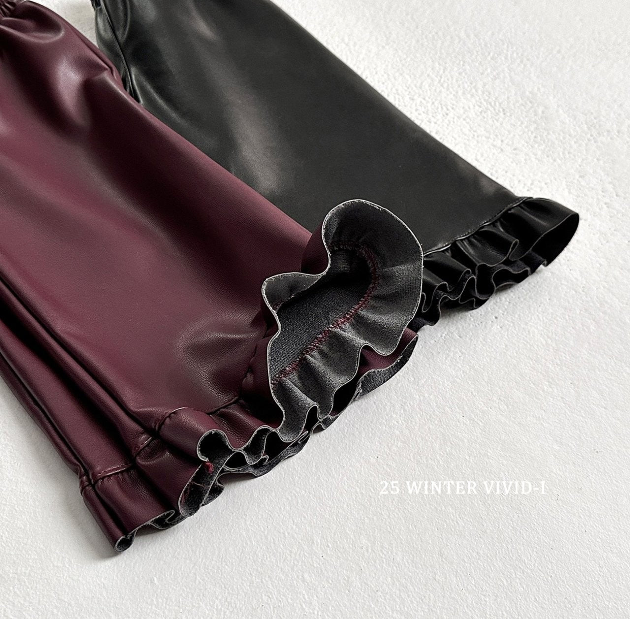 Leather frill pants