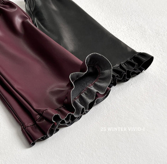 Leather frill pants