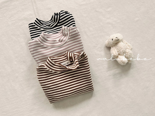Striped mock turtleneck