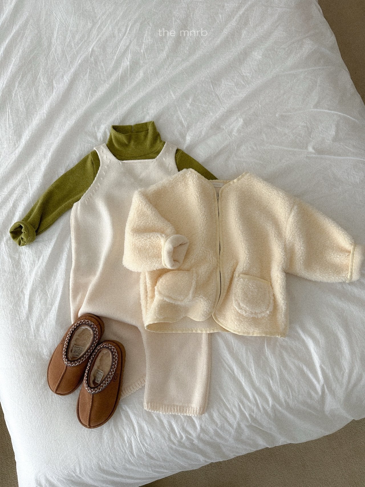 Teddy knit overalls