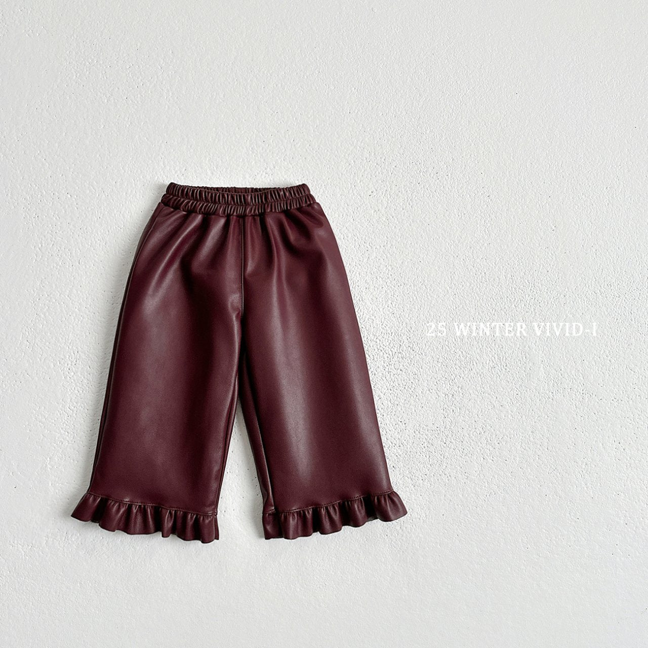 Leather frill pants