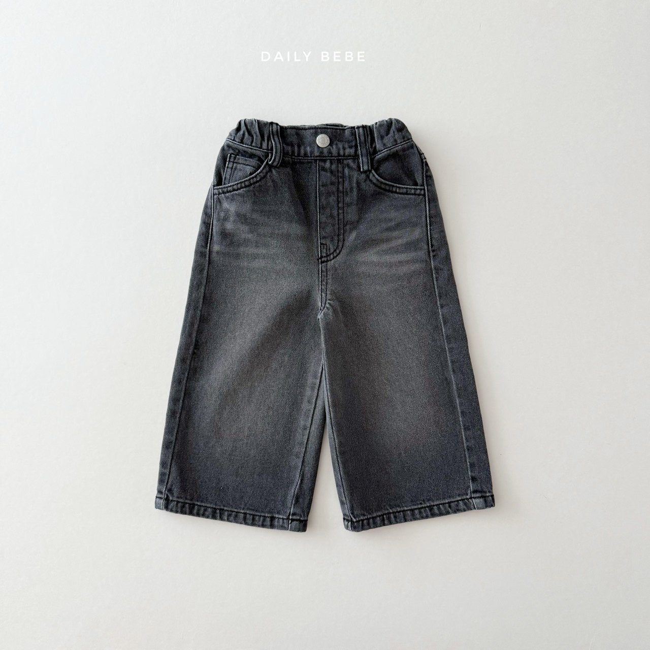 Washed wide denim pants