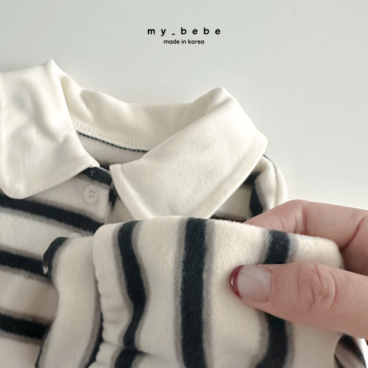 Striped collar fleece