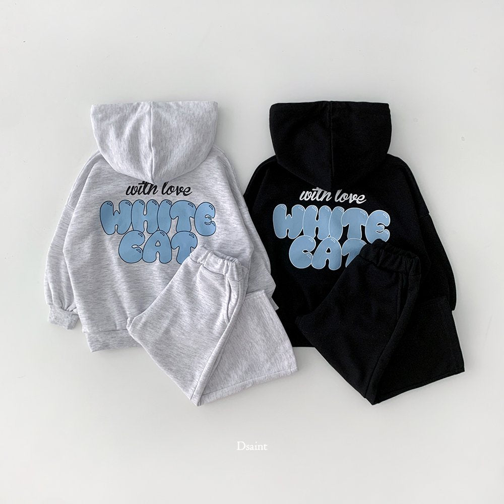 White cat hoodie set