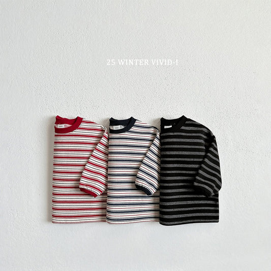 Fleece-lined multi-striped sweatshirt