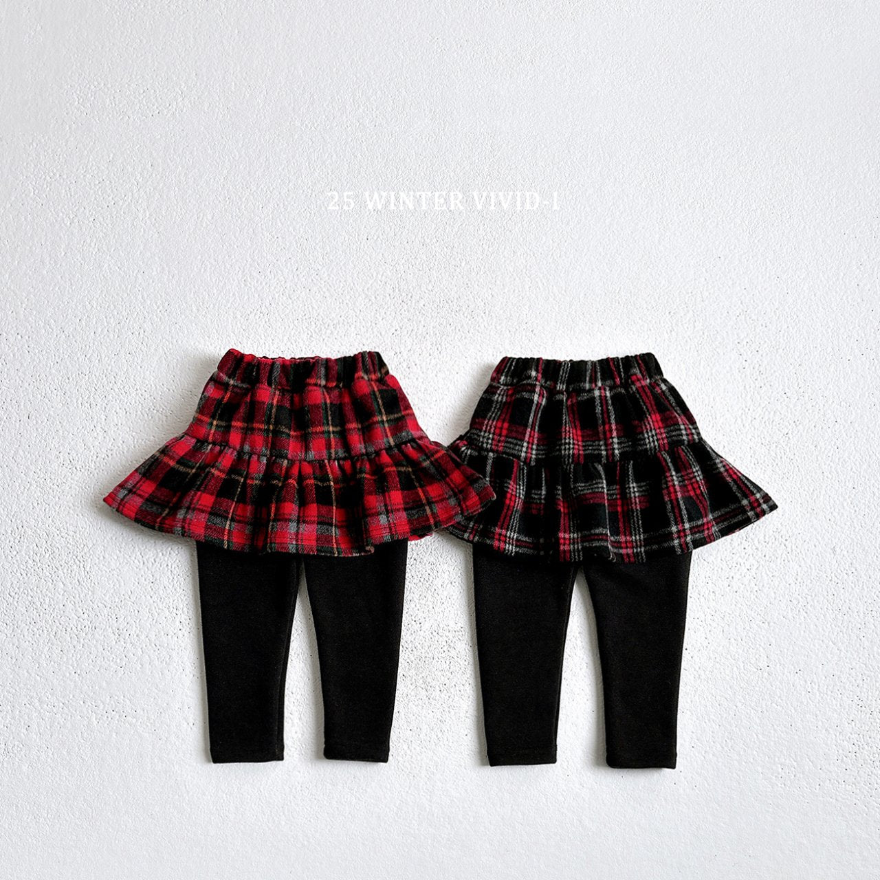 Checkered skirt leggings