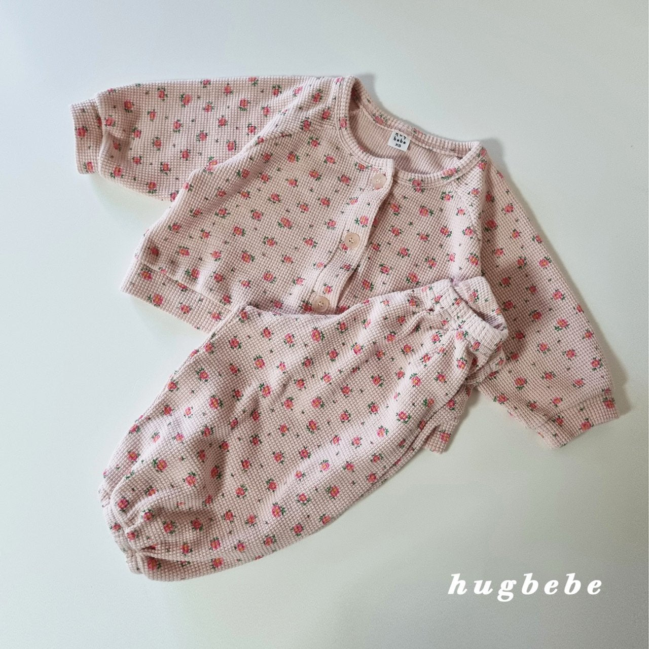 Flower waffle cardigan