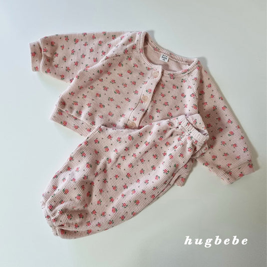 Flower waffle cardigan