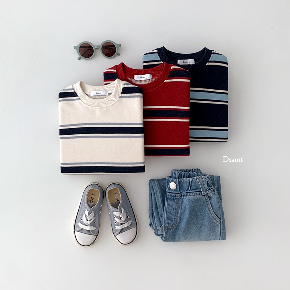 Ribbon striped sweatshirt