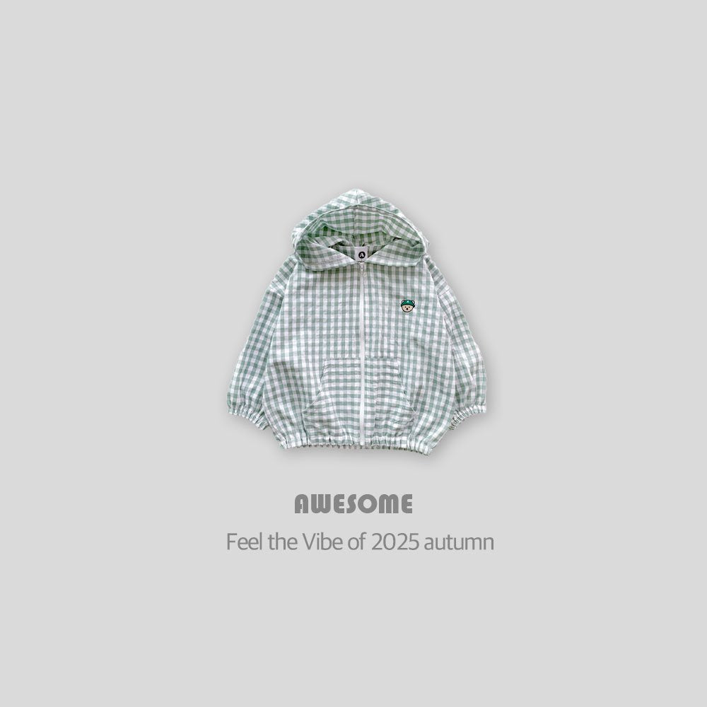 Checkered teddy bear windbreaker