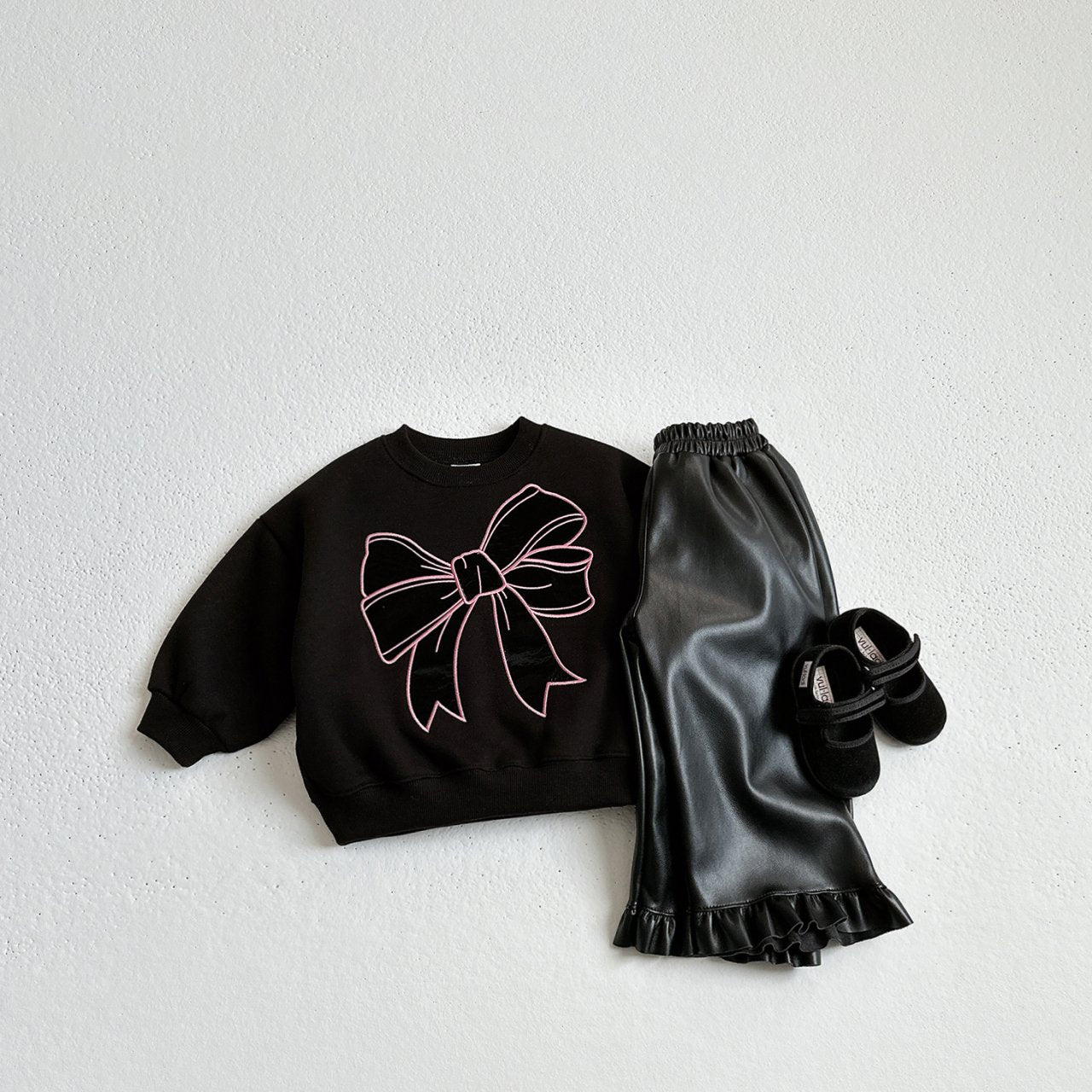 Leather frill pants