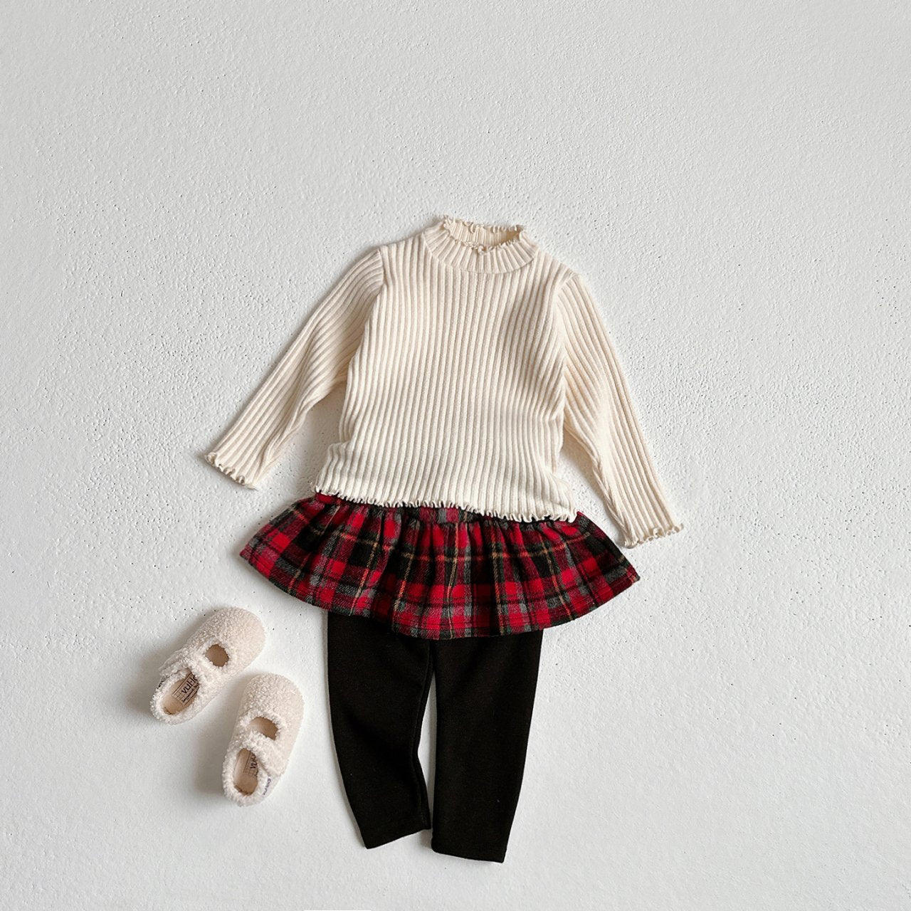 Checkered skirt leggings