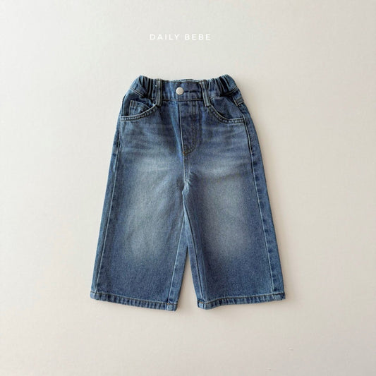 Washed wide denim pants