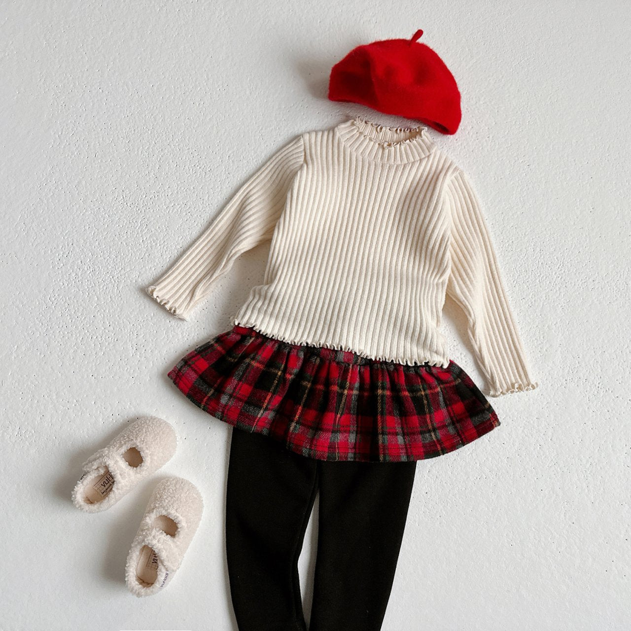 Checkered skirt leggings
