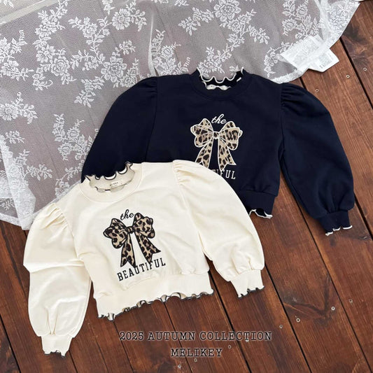 Leopard print ribbon sweatshirt