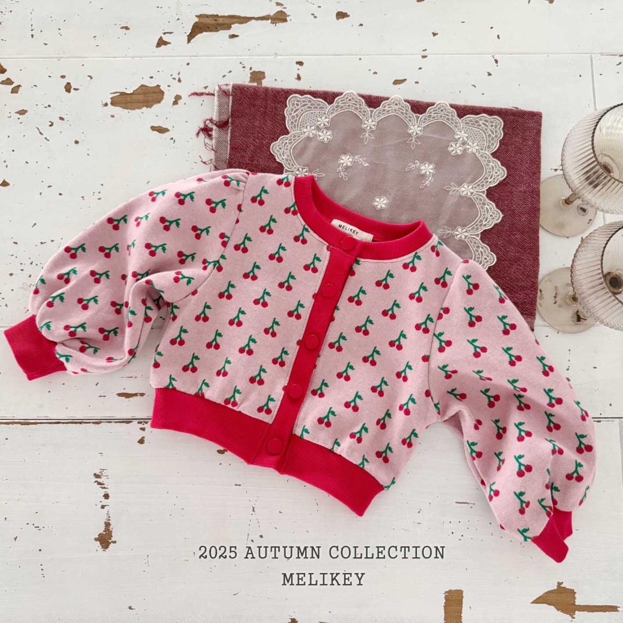 Cherry puff cardigan