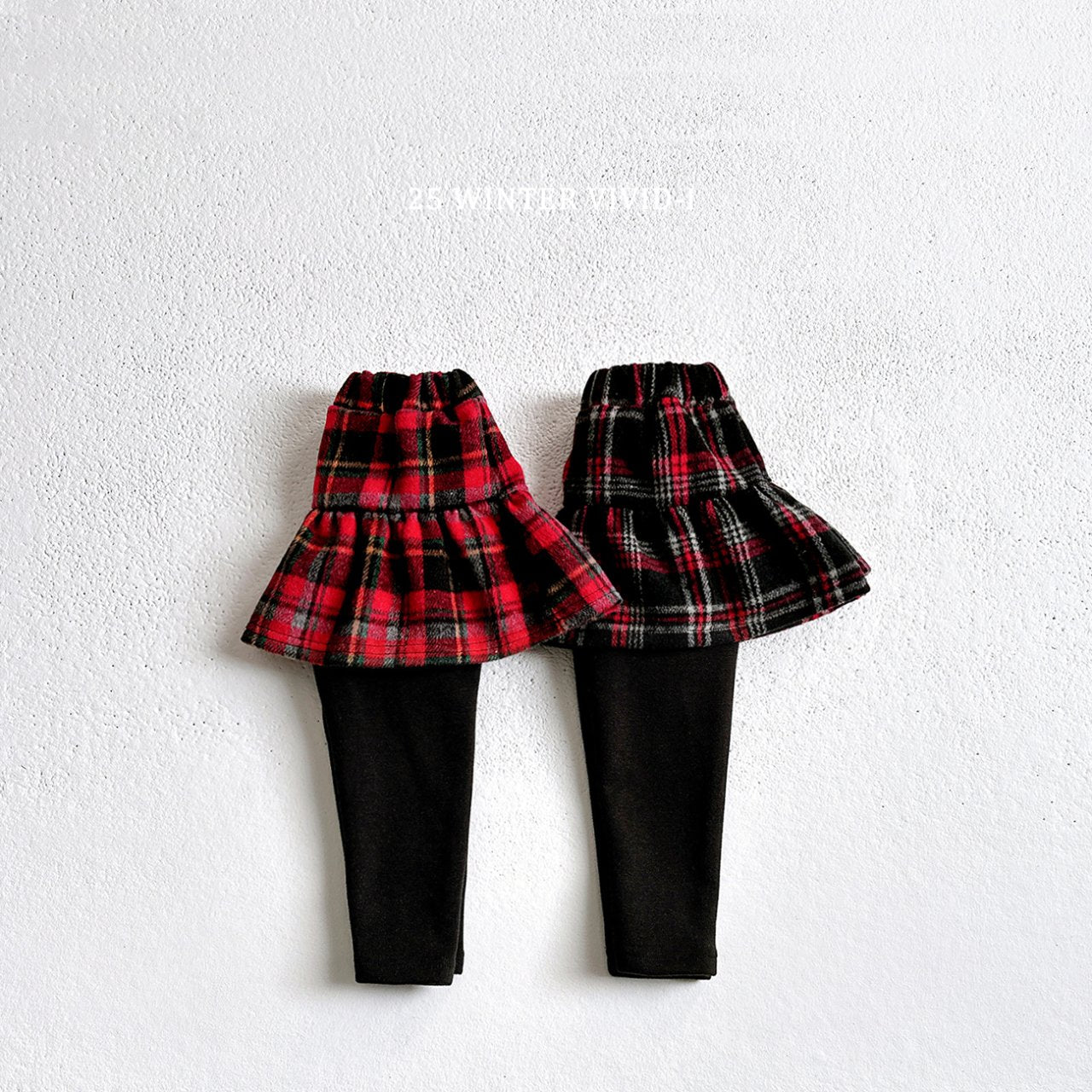 Checkered skirt leggings