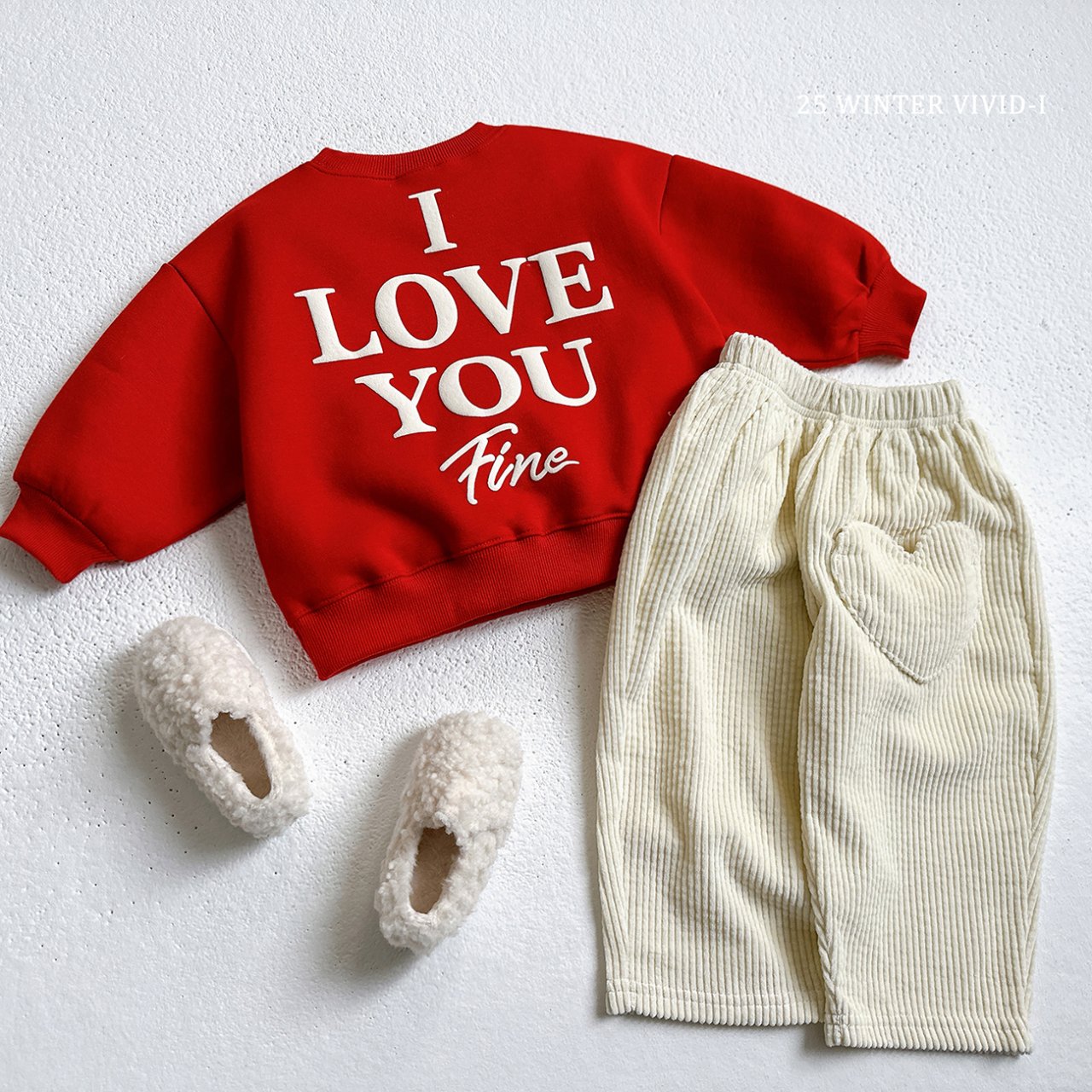 Heart pocket corduroy pants