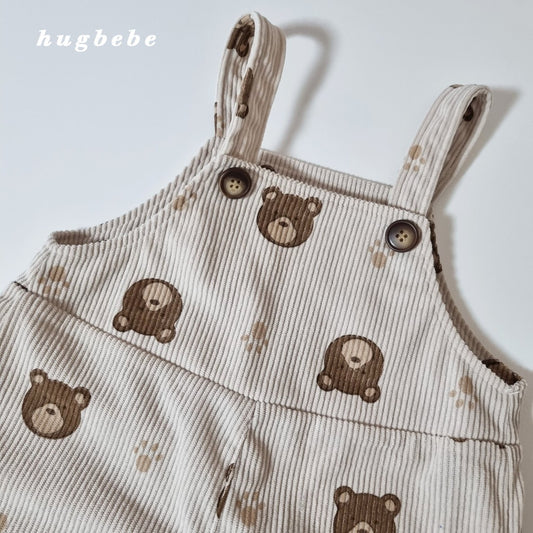 Corduroy bear overalls