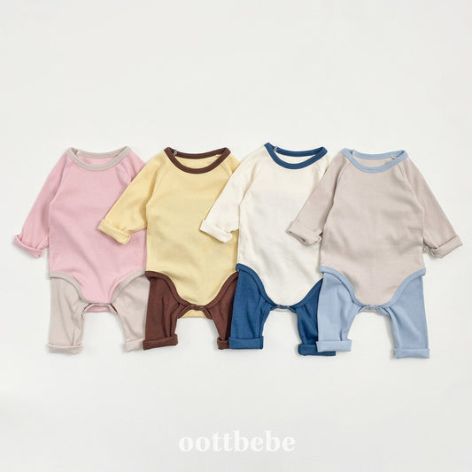 Pudding modal ribbed onesie set