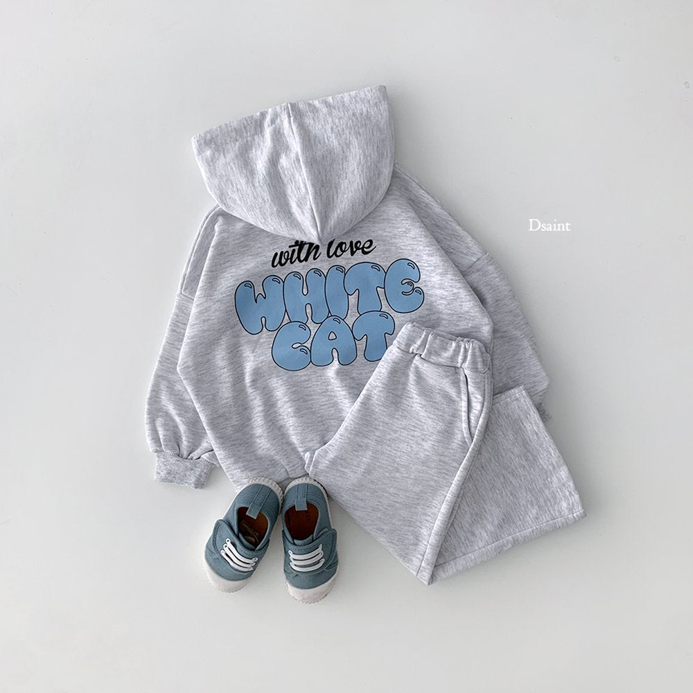 White cat hoodie set