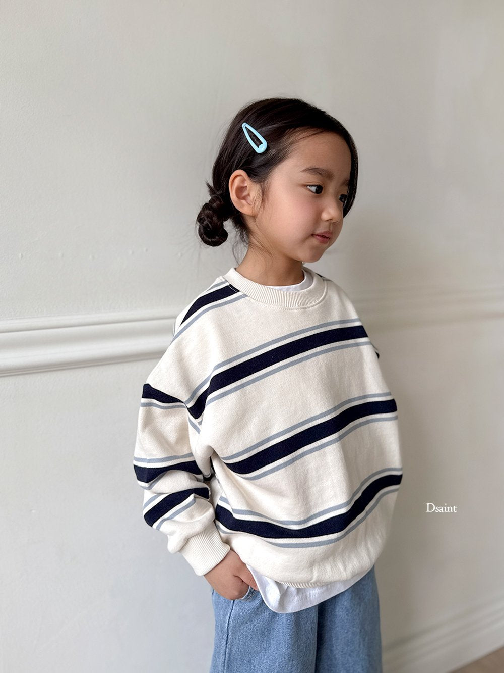 Ribbon striped sweatshirt