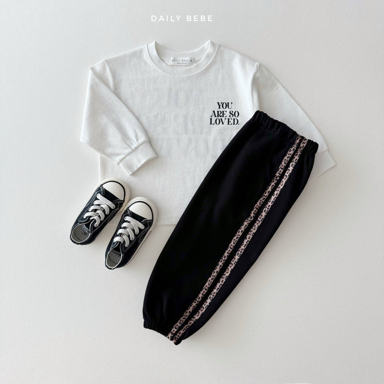Leopard print tape jogger pants