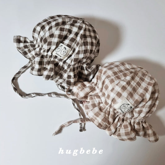 Checkered frill bucket hat