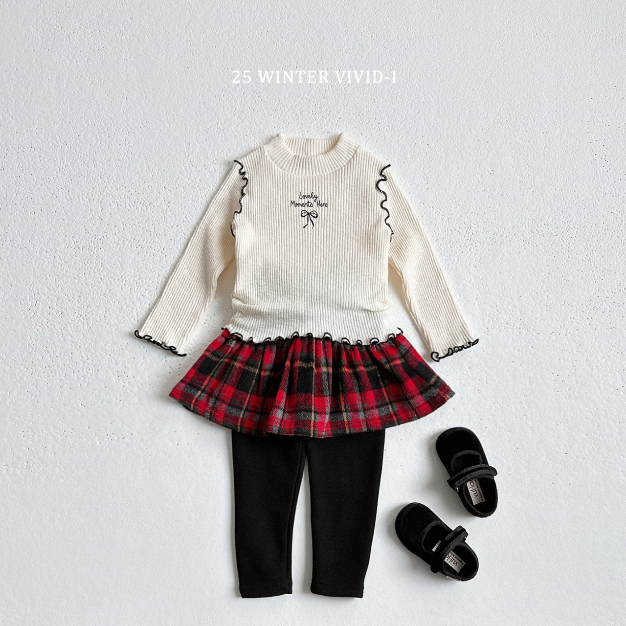 Checkered skirt leggings