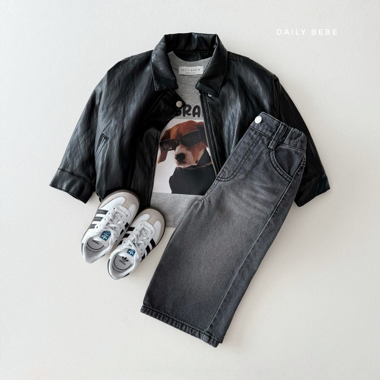 Washed wide denim pants