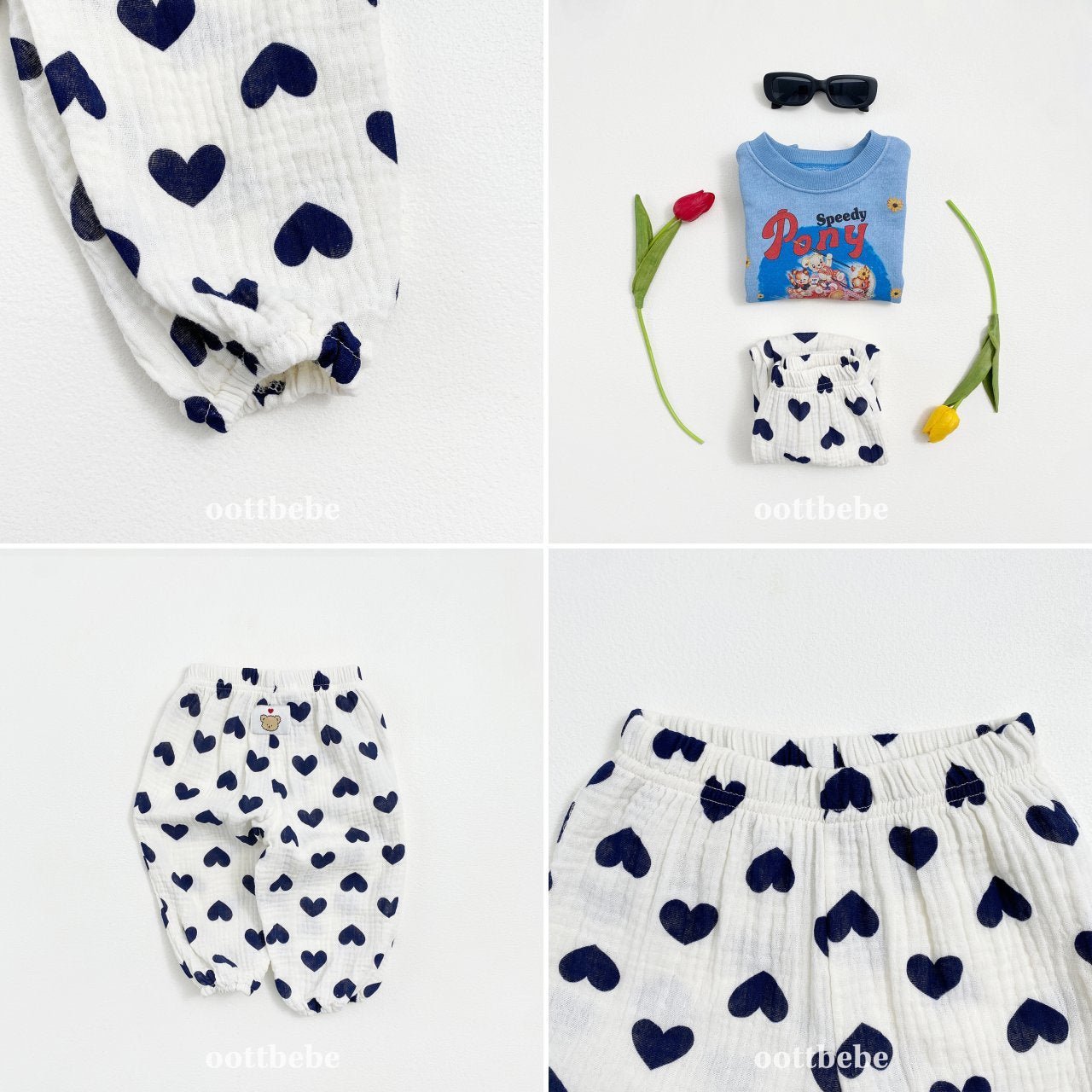 Veggie heart bear print pants