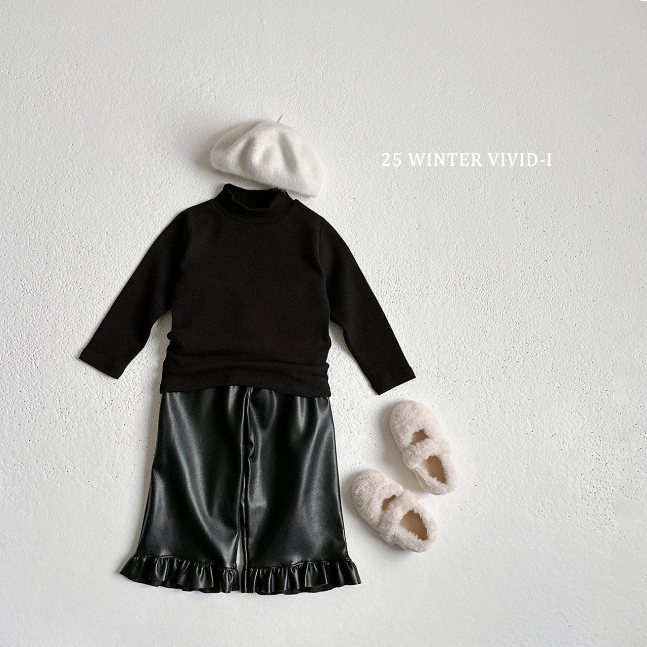 Leather frill pants