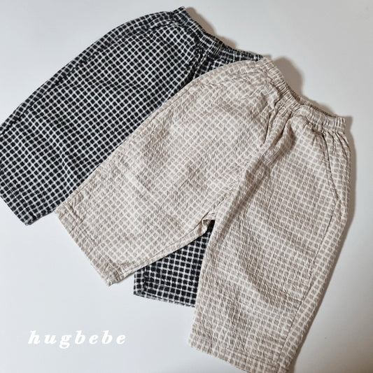 Autumn checkered baggy pants