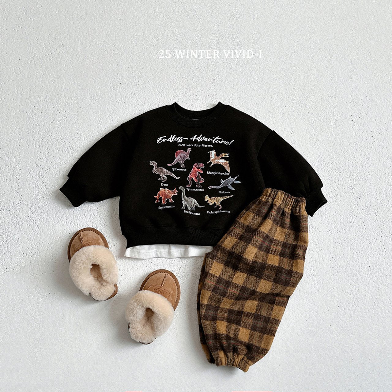 Fleece-lined mini dino sweatshirt