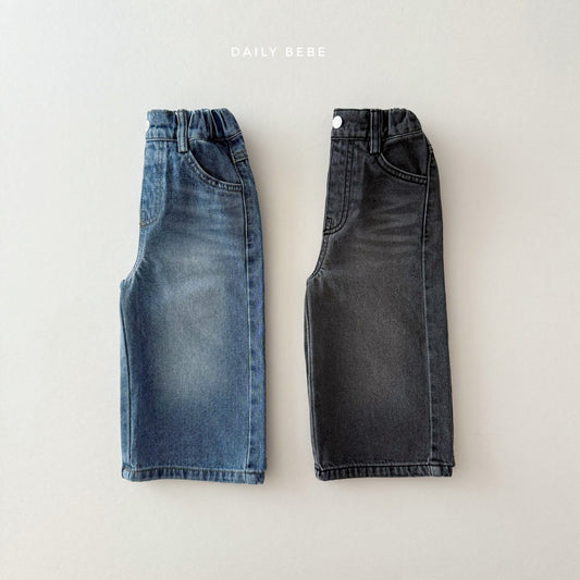 Washed wide denim pants