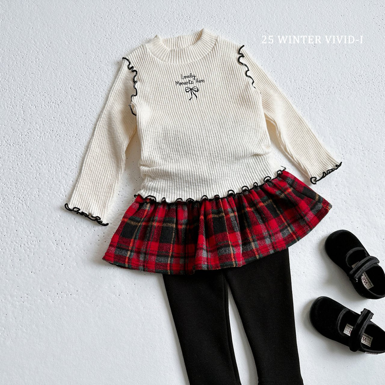 Checkered skirt leggings